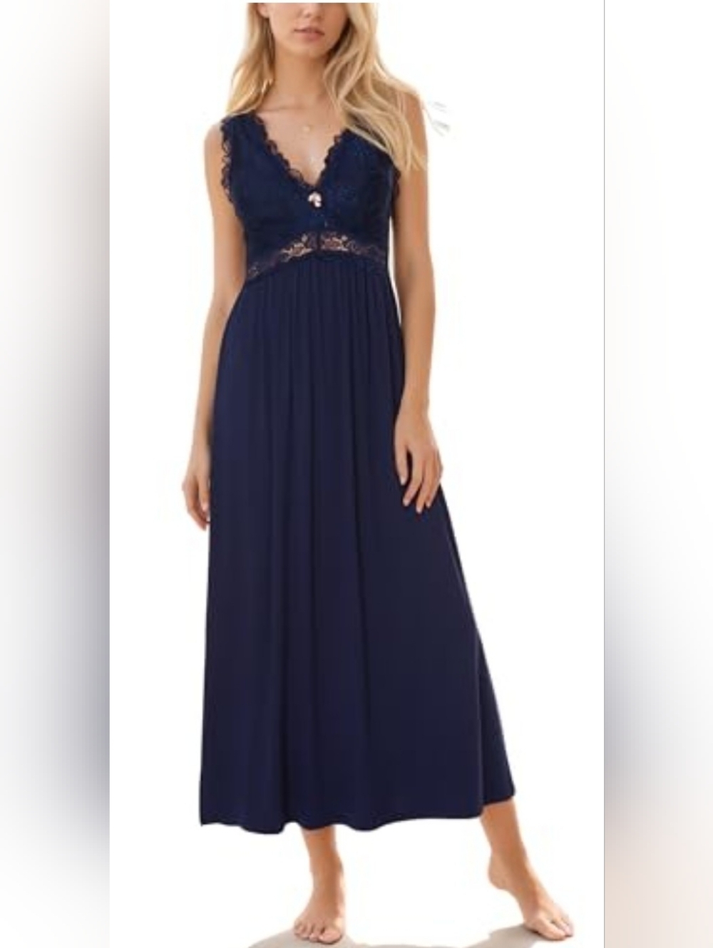 Alcea Rosea Lace Top Sexy  Slip Navy Dress